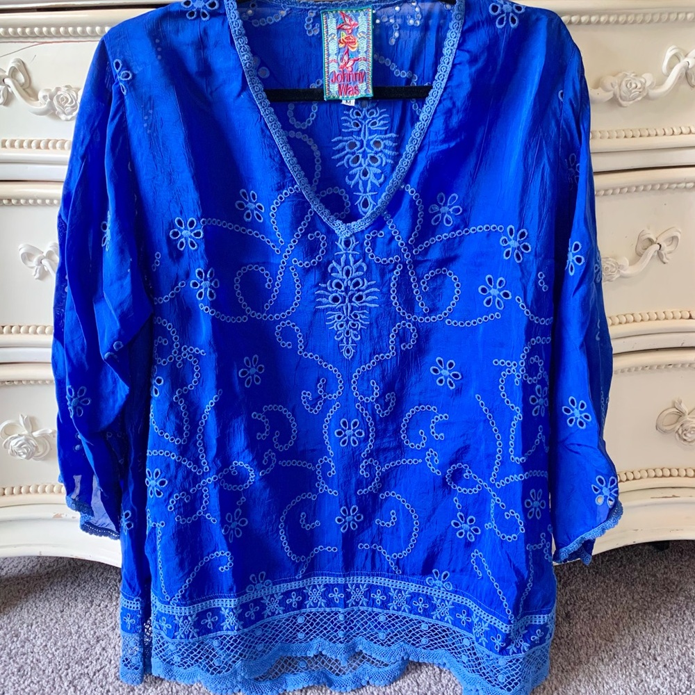 Johnny Was Blue Tunic Top